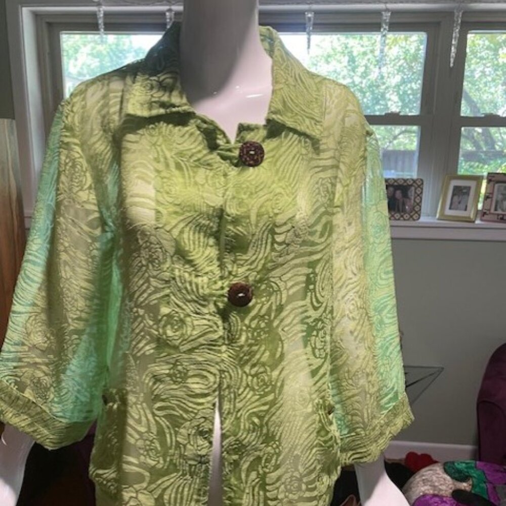 Lime Green Sheer Blouse Jacket
